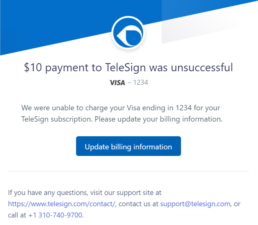 Does Telesign send a notification when an auto reload credit card